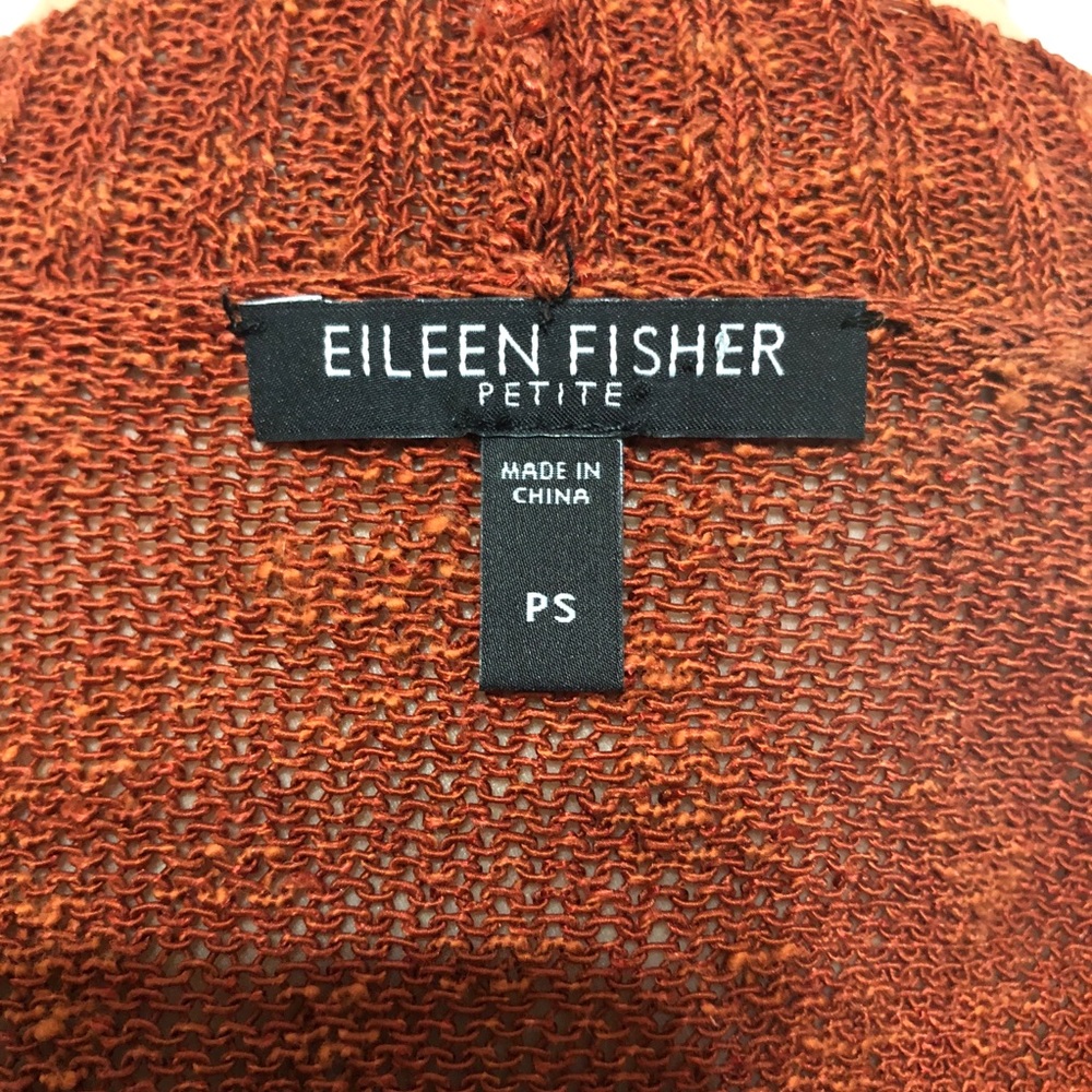 Eileen Fisher Rust Orange Open Front Cardigan - image 3